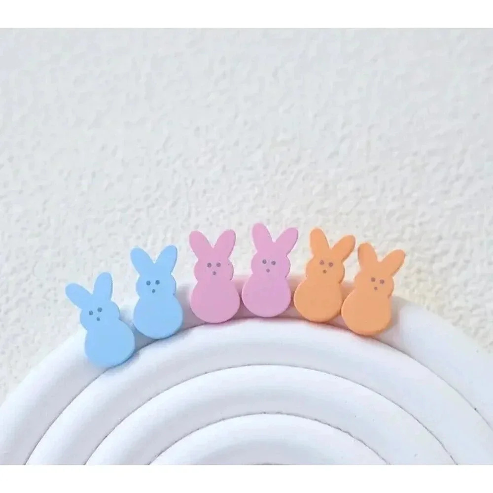 Lightweight Colorful Acrylic Rabbit Earrings New Easter